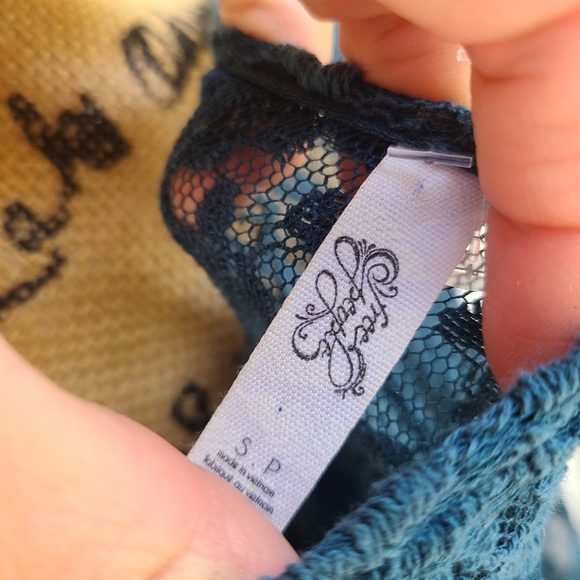 FREE PEOPLE teal lace Lost in Austin Swing Top - Picture 4 of 11